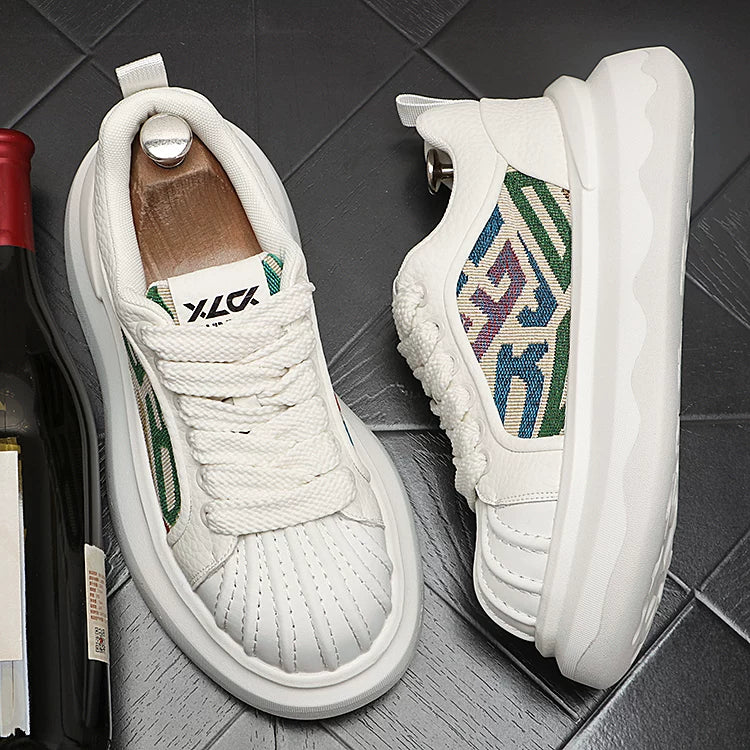 Men's Platform Shell-Toe Trendy White Sneakers 2026