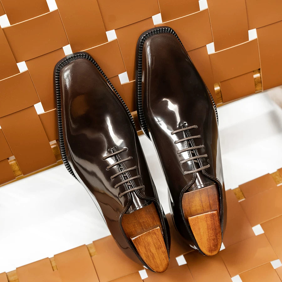 Men's Genuine Leather Leather Shoes, Patent Leather, Square Toe
