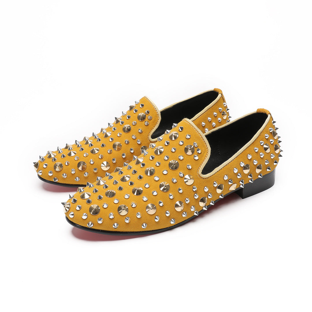 Men's Leather Casual Shoes – Rhinestone Detail, Business