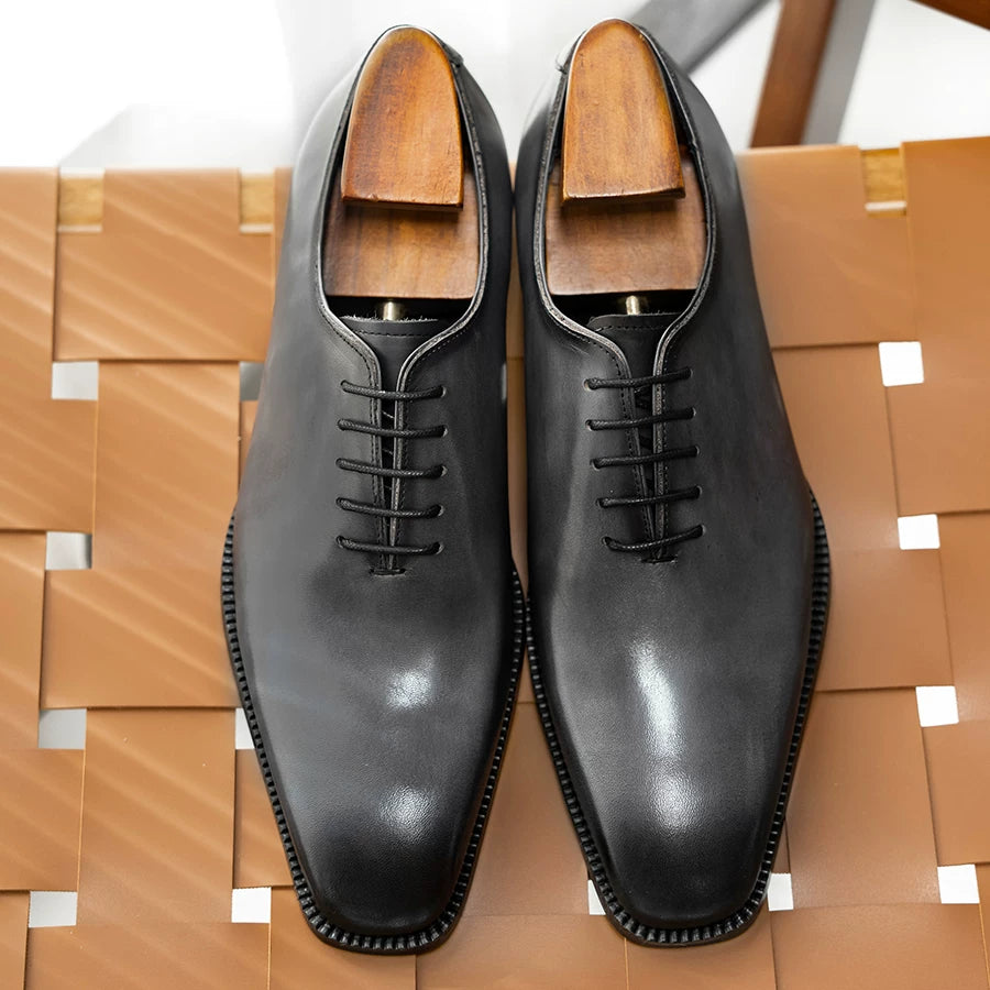 Men's Genuine Leather Oxford Shoes, Square Toe, Business