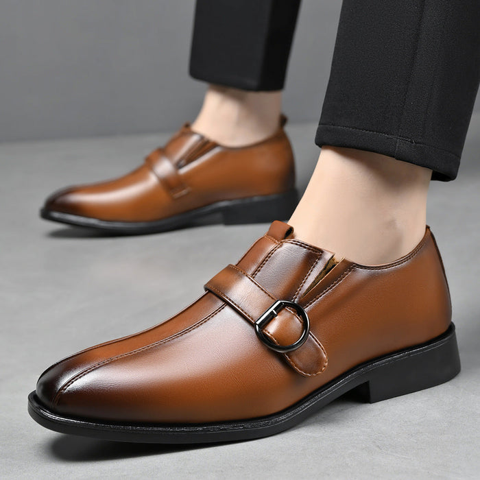 Cross-border e-commerce 2026 autumn new men's business british style pointed toe leather shoes, slip