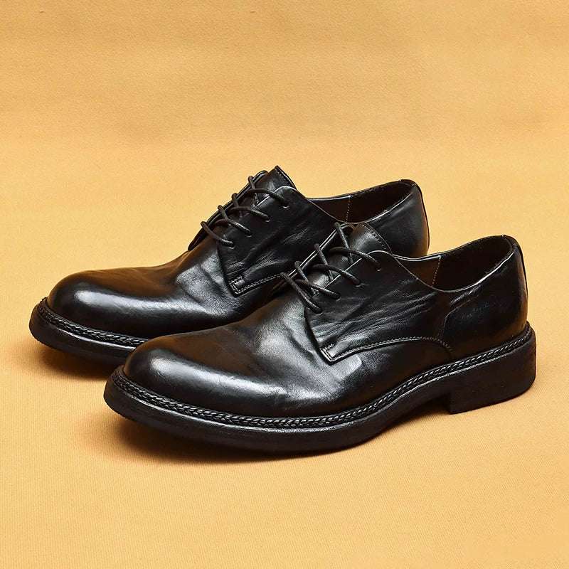 Men's Genuine Leather Leather Shoes, Handmade, Round Toe