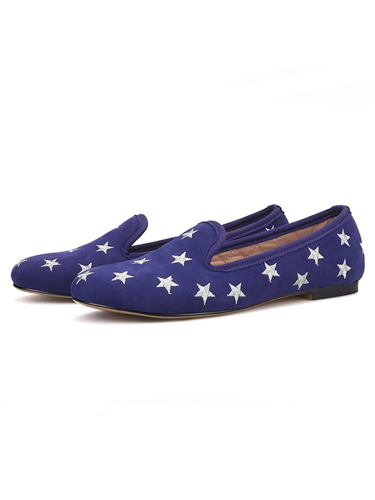 piergitar's new British style classic women's slip-on loafers hand-embroidered velvet shoes European