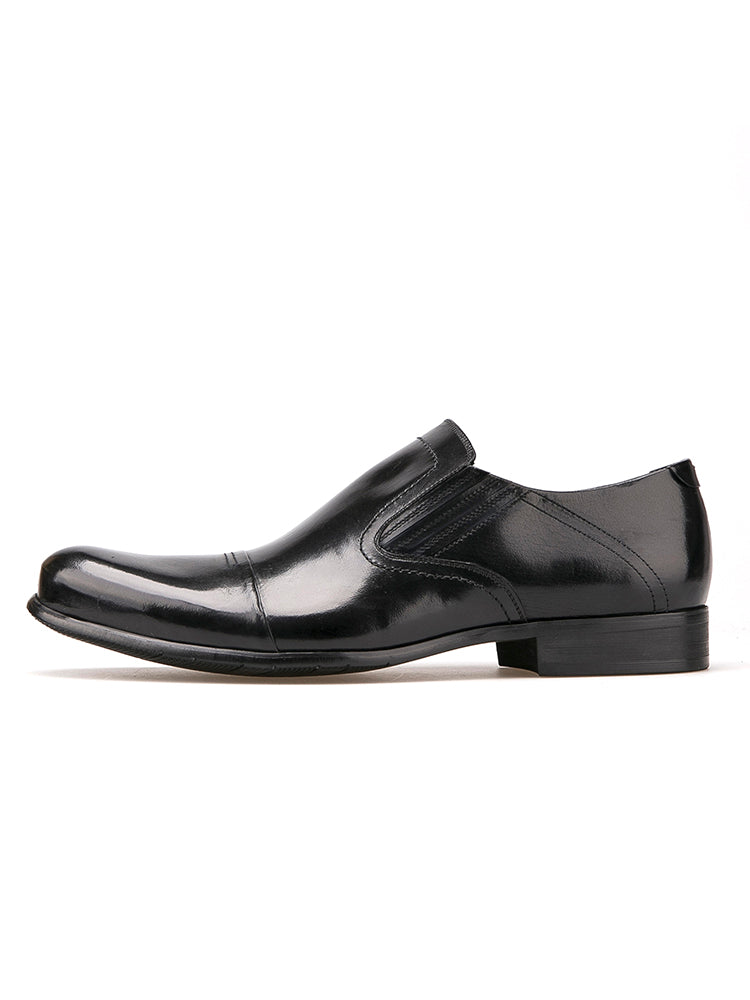 Piergitar Breathable Simple Casual Men's Leather Round Toe Daily Matching Formal Slip-on Shoes Low-top Shoes
