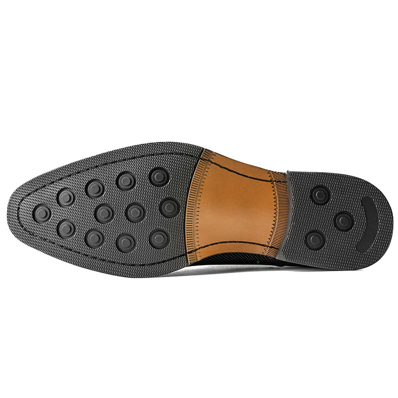Men's Black Genuine Leather Oxford Shoes, Breathable, Cut-Out