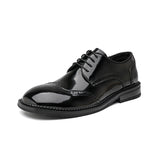 new men's formal leather shoes - square toe business dress shoes, casual versatile leather shoe