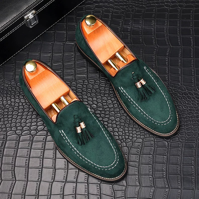 Men's Suede Loafers, Pointed Toe, Slip-On