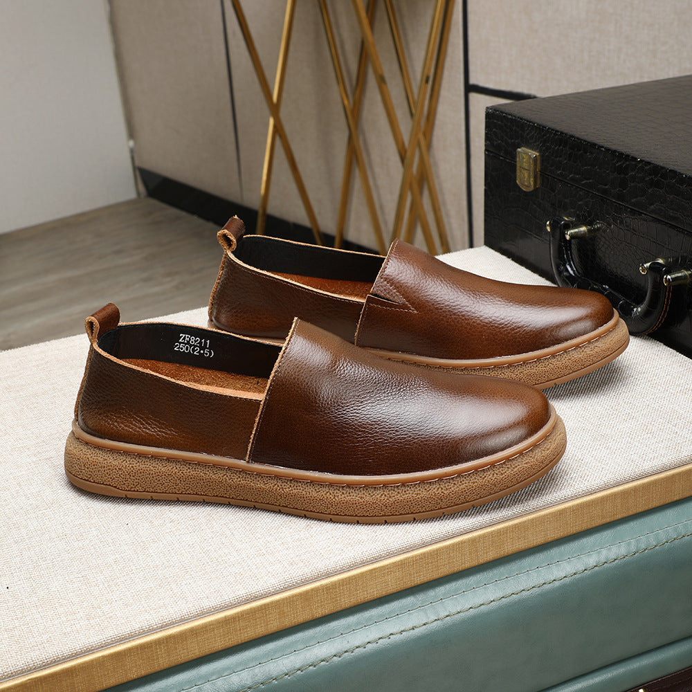 Very comfortable single-layer soft waxed cowhide loafers 2026 summer new arrival slip-on breathable 7