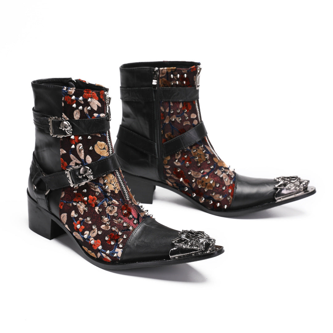 British Martin boots foreign trade single men's zipper tooling boots wear-resistant Brock Chelsea retro trend cowboy boots