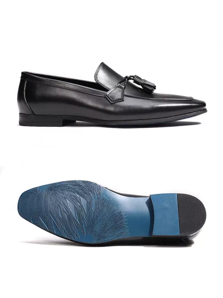Men's Genuine Leather Loafers, Square Toe, Slip-On