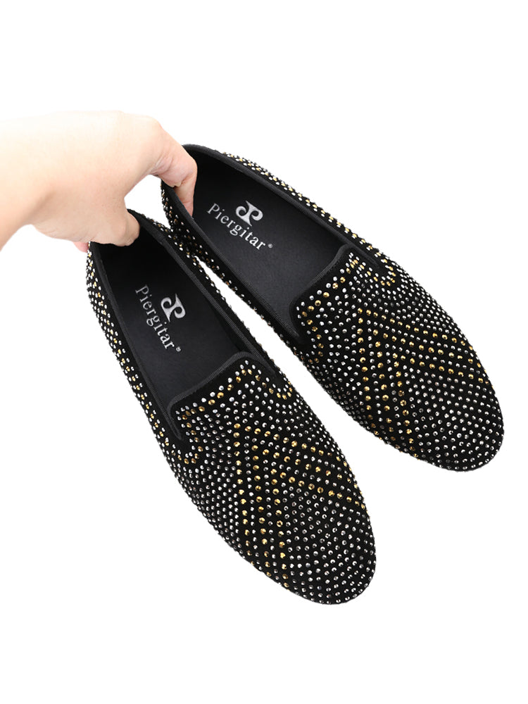 Spring and Autumn Mixed Diamond Nubuck Leather Men's Loafers European and American Fashion Low-top Shoes Slip-On Smoking Shoes