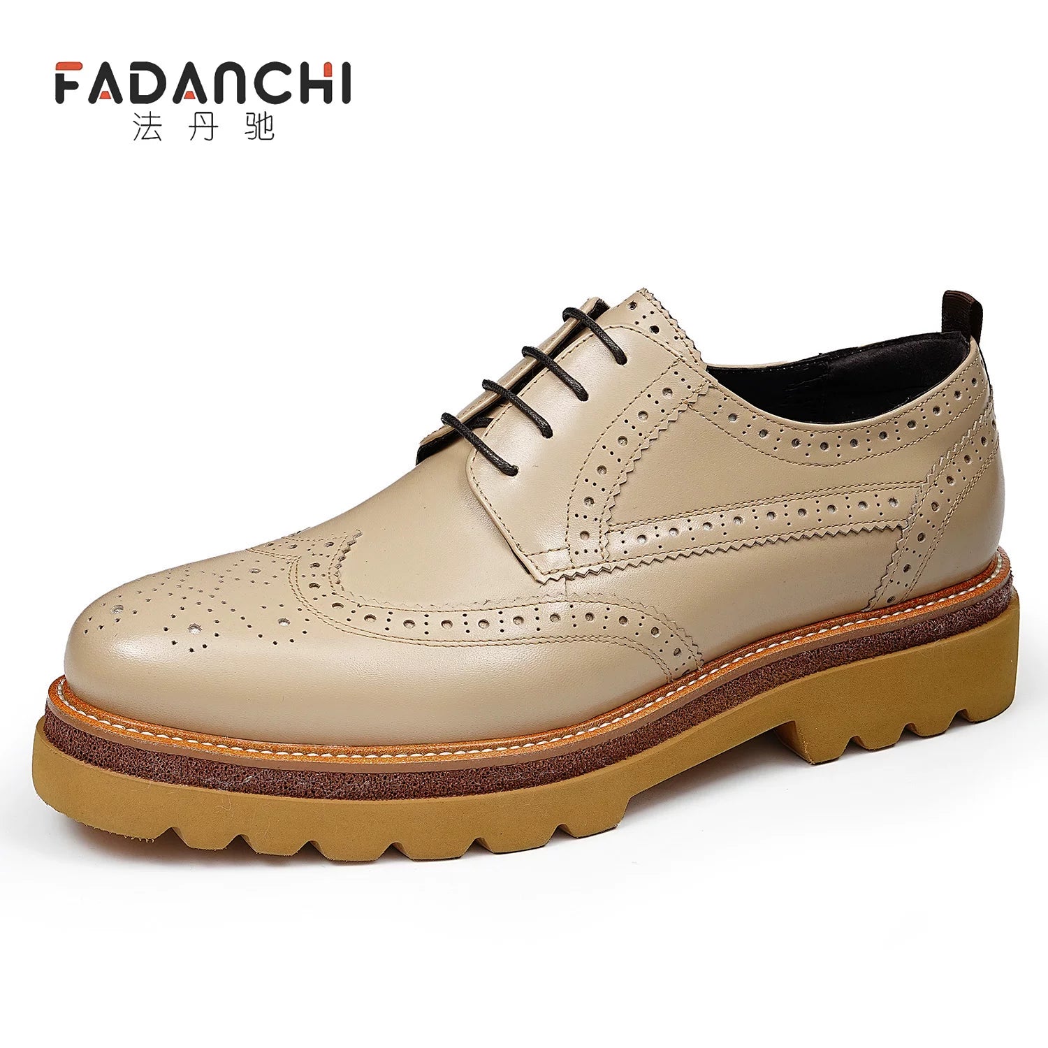 Men's Genuine Leather Derby Shoes, Height Increasing, Thick Sole