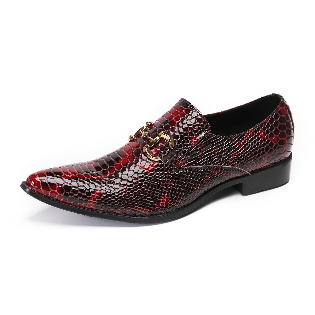 Brand pointed leather shoes men's cowhide British style Korean version of tide business leisure youth one foot red foot cover man
