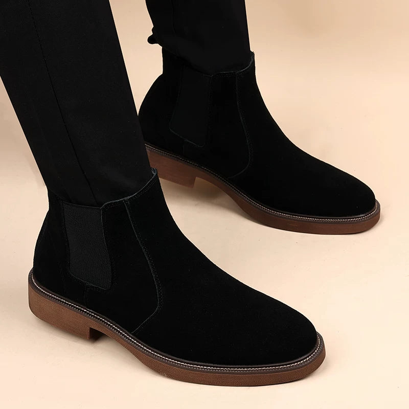 Men's Genuine Leather Martin Boots, Height Increasing, British Style