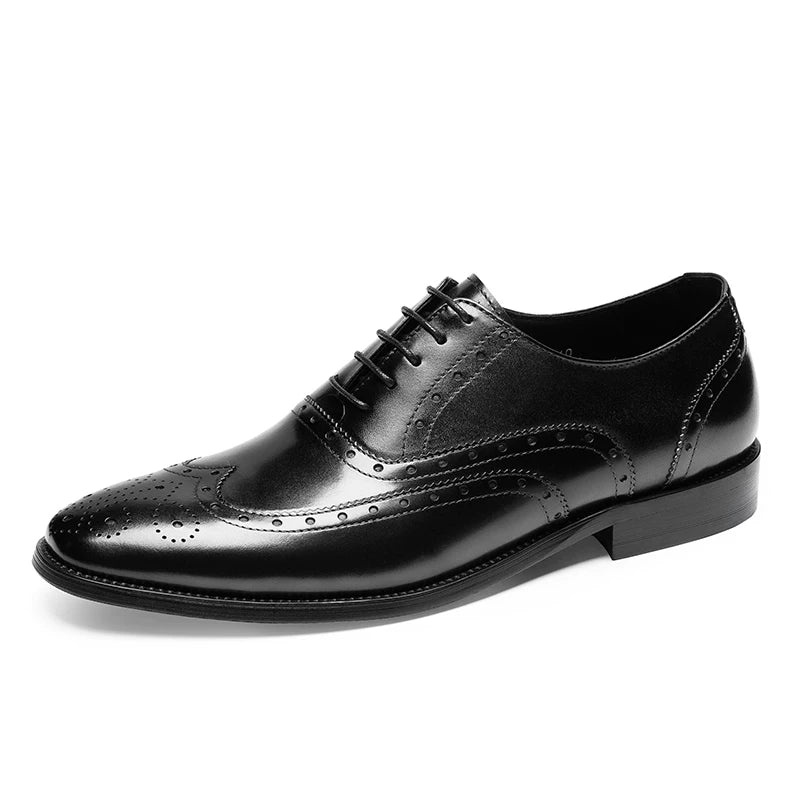 Men's Genuine Leather Oxford Shoes, Pointed Toe, British Style