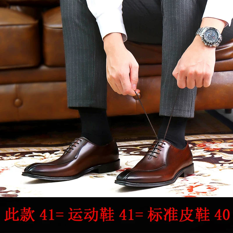 Men's Genuine Leather Wedding Shoes, Handmade, Pointed Toe