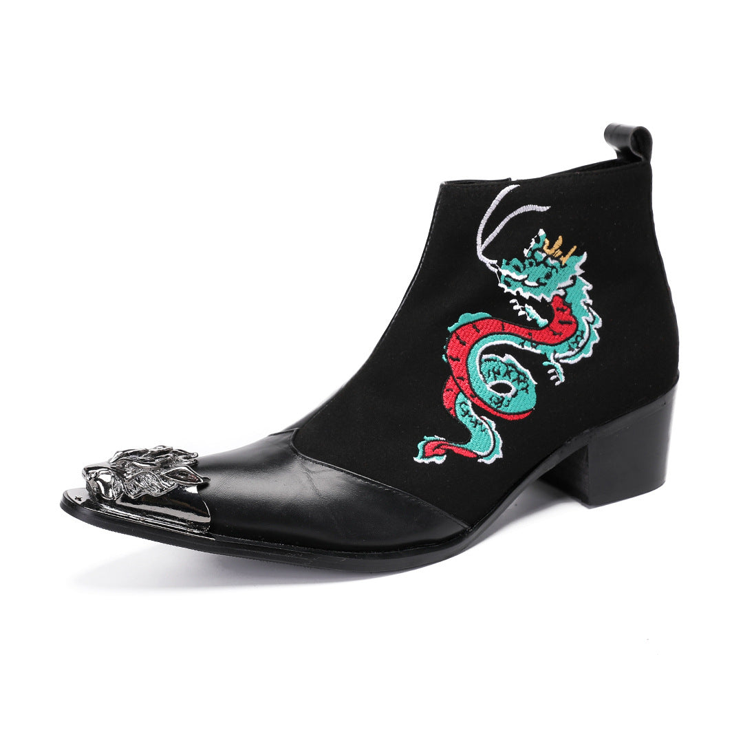 Men's Leather Boots – Embroidered, Retro – Style 94