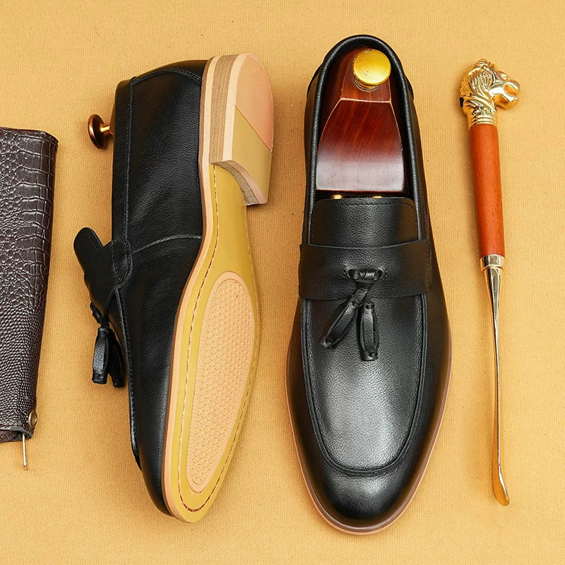 Men's Genuine Leather Loafers, Slip-On, Soft Sole