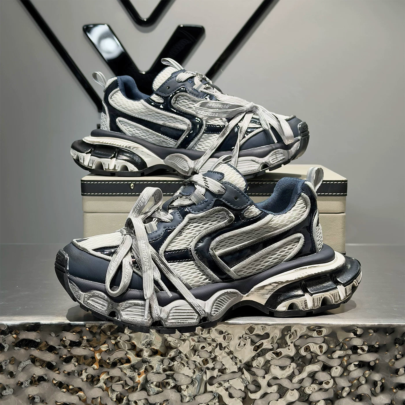 Men's Height-Increasing Platform Mesh Retro Chunky Dad Sneakers Summer New