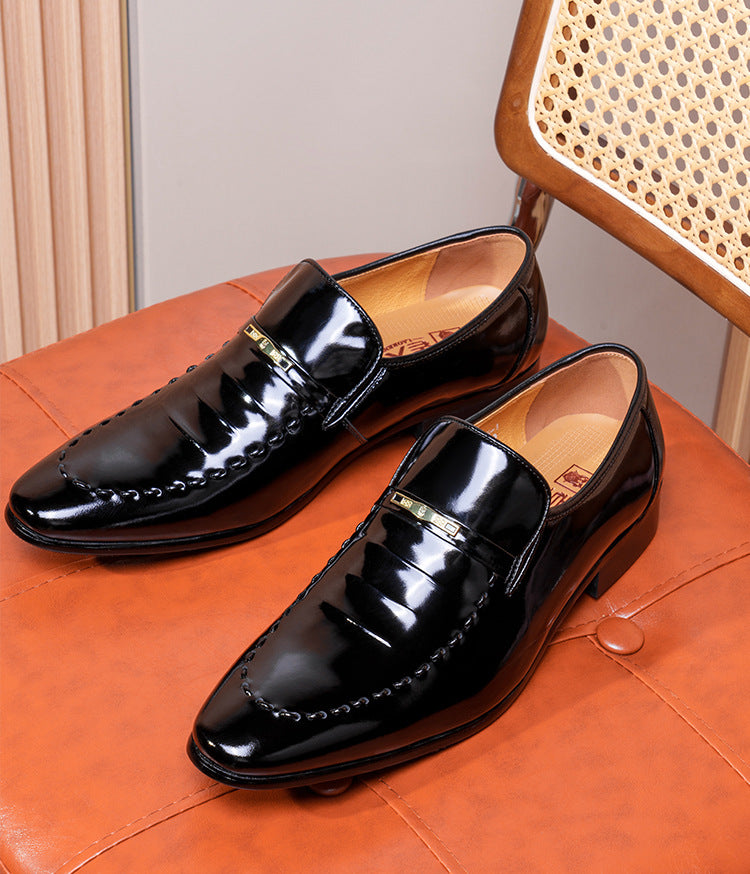 Old man's head cowhide men's shoes men's business formal leather shoes patent leather glossy wedding