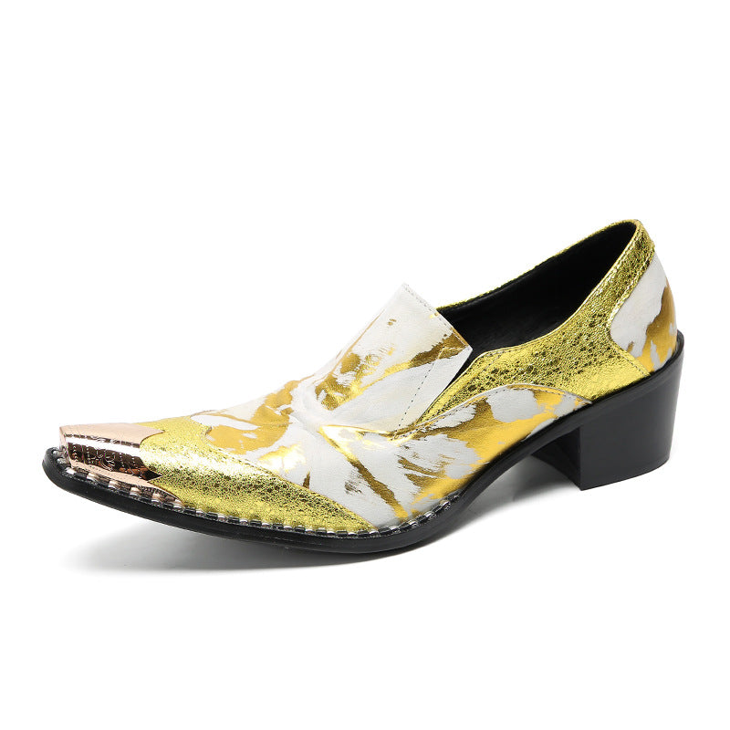 Printed men's summer thin breathable slip-on canvas trendy shoes men's soft sole brand Korean version thick sole casual heightening