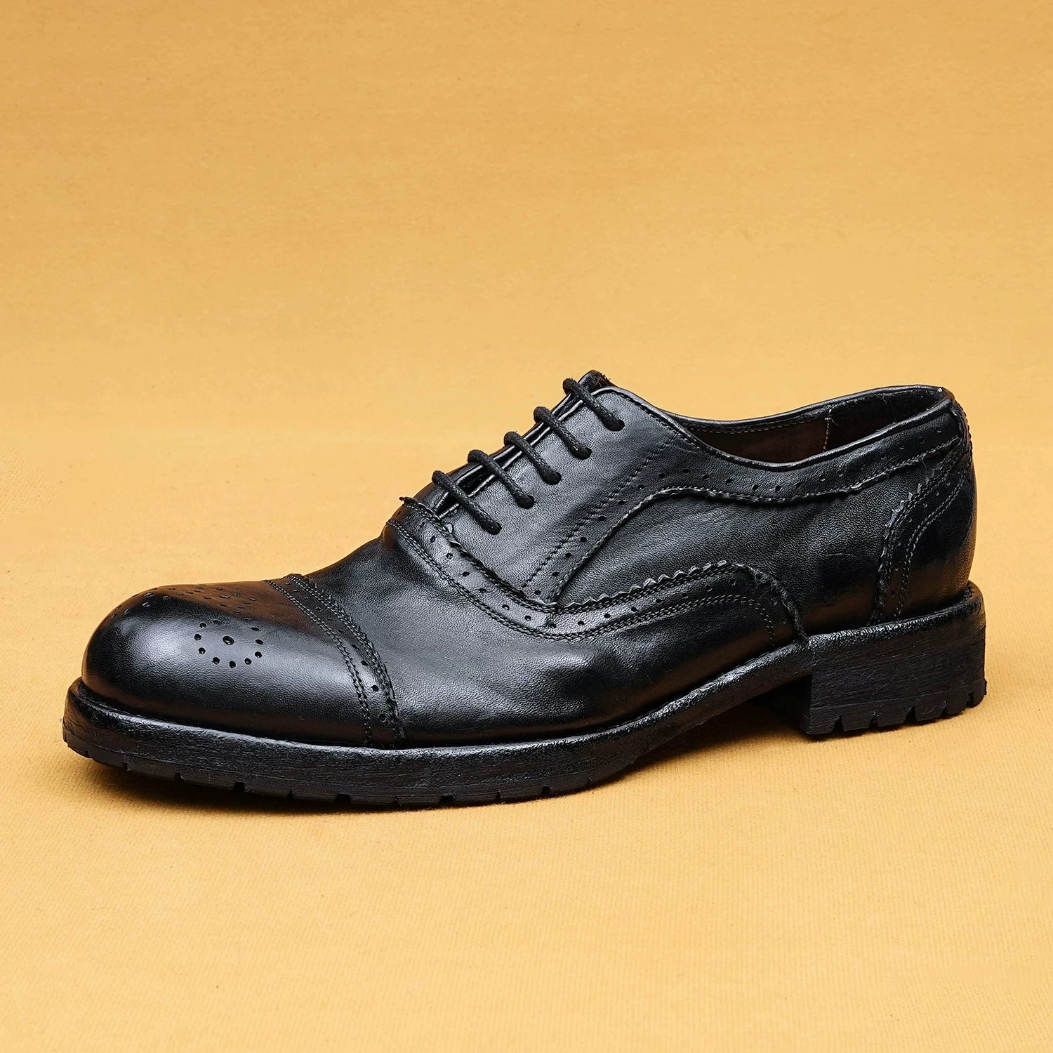 Men's Genuine Leather Oxford Shoes, Handmade, Business