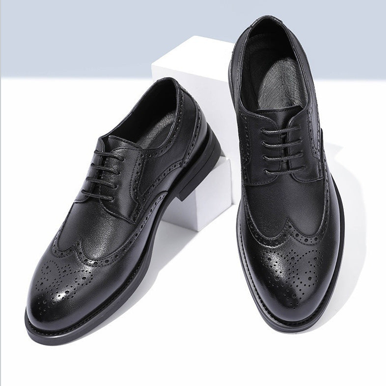 New brogue leather dress shoes for men - british & korean style, business formal, breathable casual