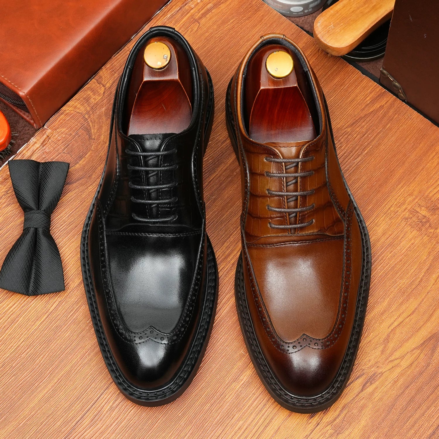 Men's Genuine Leather Oxford Shoes, Pointed Toe, Business