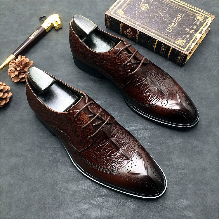 Men's Genuine Leather Oxford Shoes, Breathable, Pointed Toe