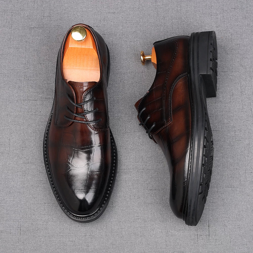 Men's Genuine Leather Derby Shoes, Height Increasing, Business
