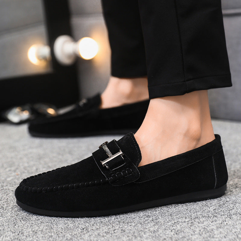 Loafers flats low ankle round toe loafers men 2024 plaid handmade leather shoes soft bottom casual s