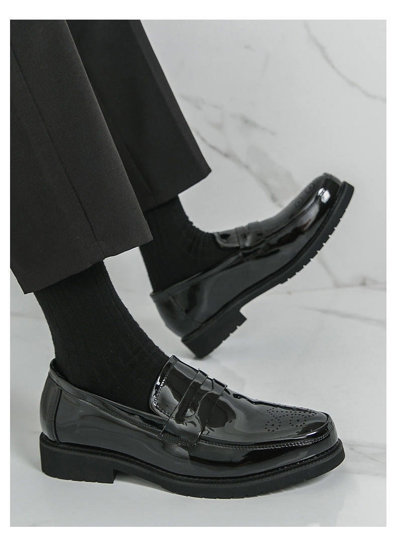 2026 spring new men's casual formal leather shoes business british brogue casual flats wedding shoes 9