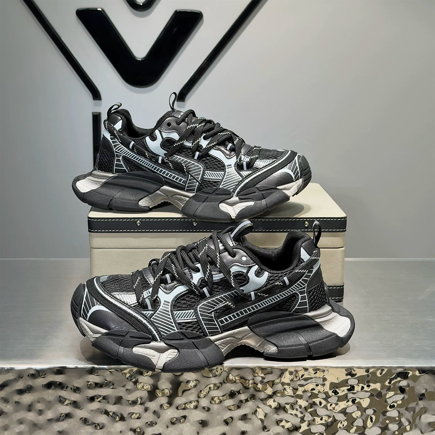 Men's Platform Breathable Mesh Trendy Chunky Dad Sneakers 2026 Summer New