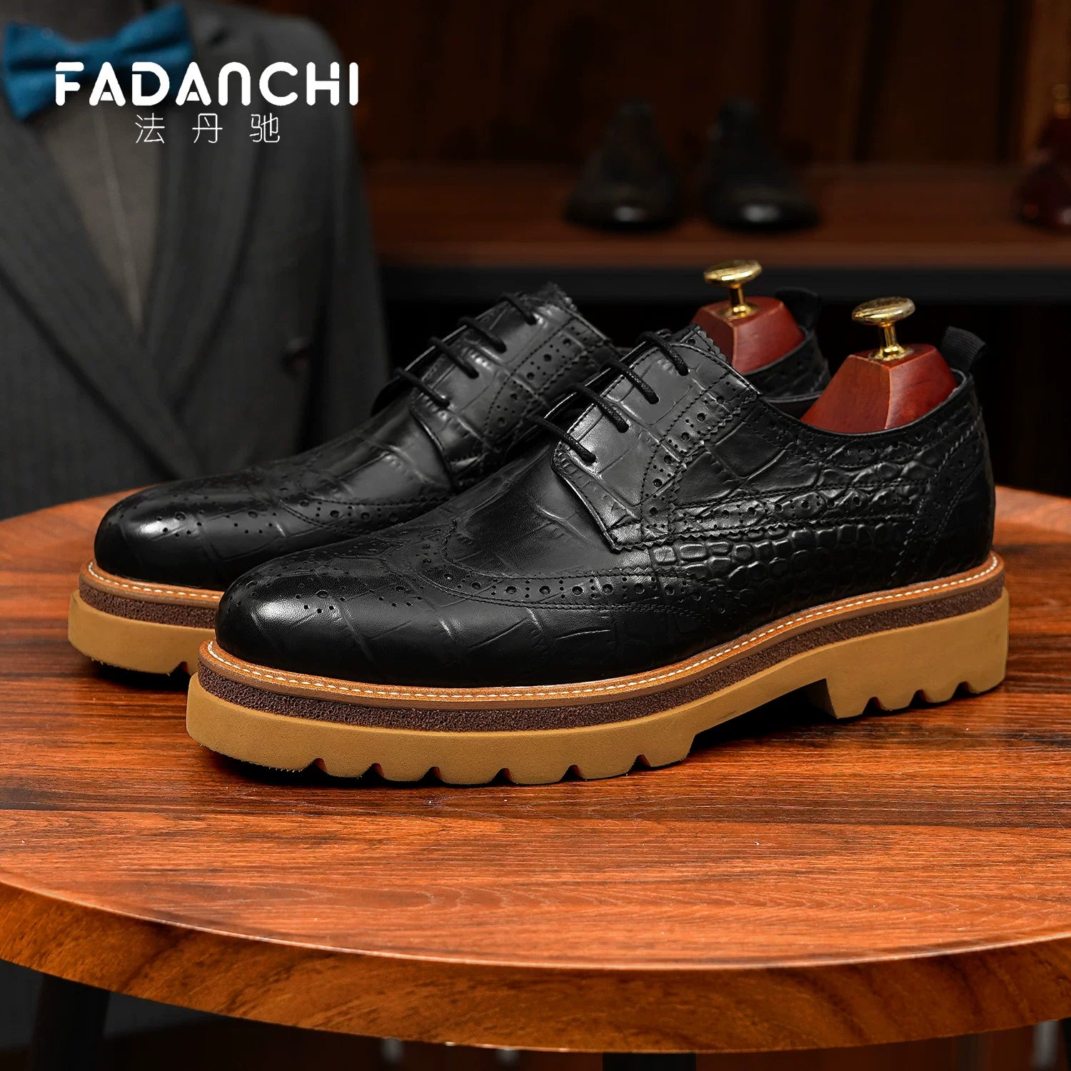 Men's Genuine Leather Leather Shoes, Height Increasing, Thick Sole