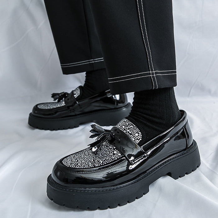 Cross-border new arrivalmencasualfashionlow anklethick soleleather shoesk-stylecontrast colortasselp