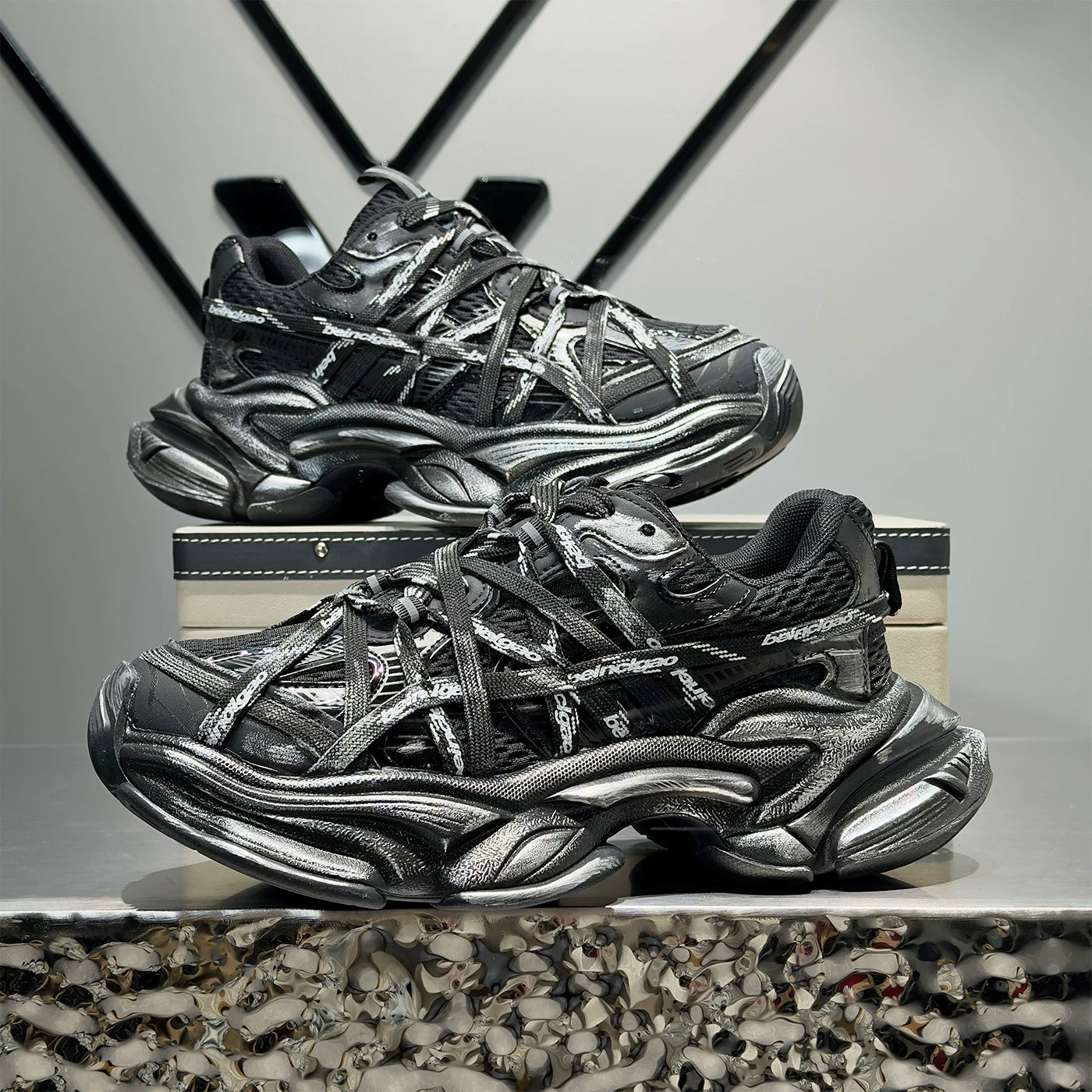 Men's Height-Increasing Platform Breathable Mesh Chunky Dad Sneakers 2026 Summer New