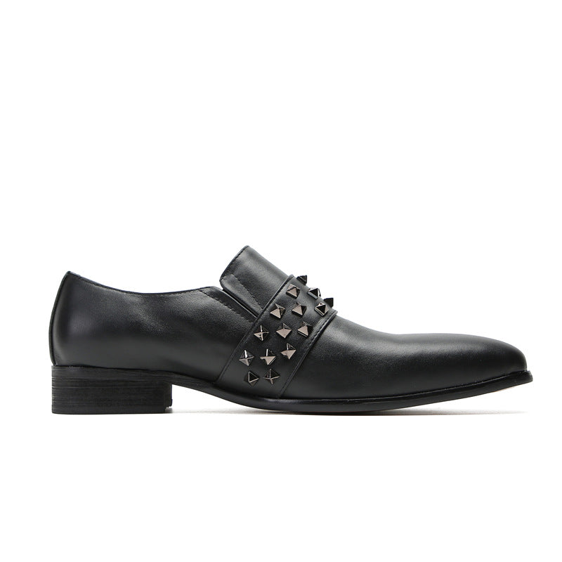 Leather shoes men's business formal casual cowhide British suit leather shoes wedding shoes men's trendy glossy leather shoes