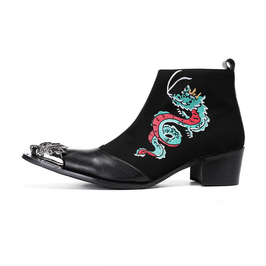 Men's Leather Boots – Embroidered, Retro – Style 94