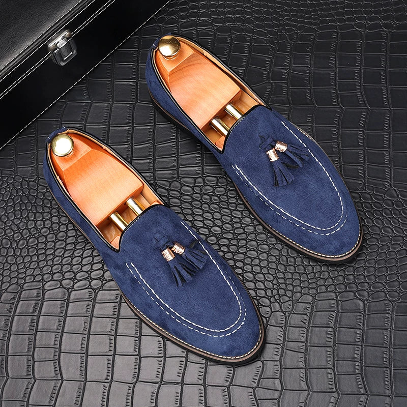 Men's Suede Loafers, Pointed Toe, Slip-On