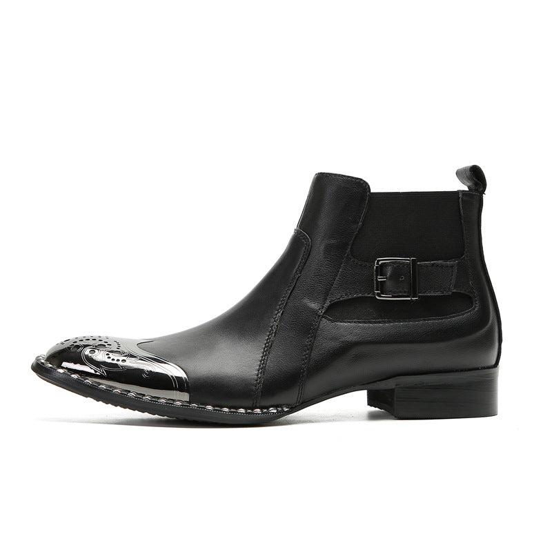 New autumn and winter comfortable cowhide men's shoes Chelsea boots low-cut British style short boots flat-soled Korean style Japanese-style foreign trade shoes