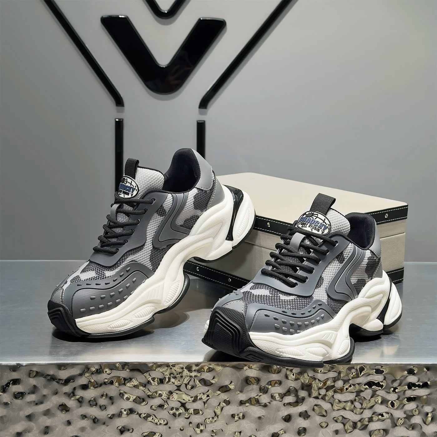 Men's Height-Increasing Platform Breathable Mesh Chunky Dad Sneakers 2026 Spring-Summer New