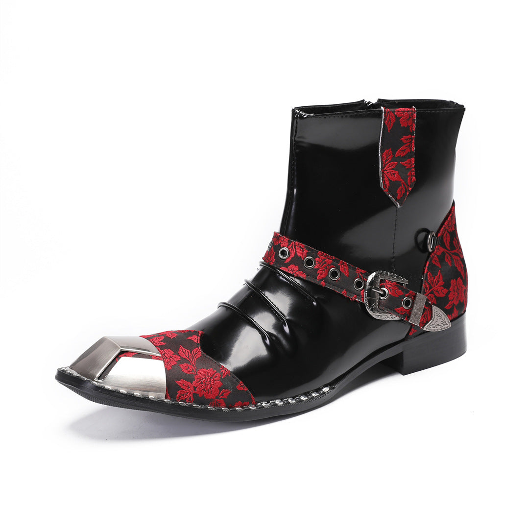 Men's Red Leather Chelsea Boots – Pointed Toe