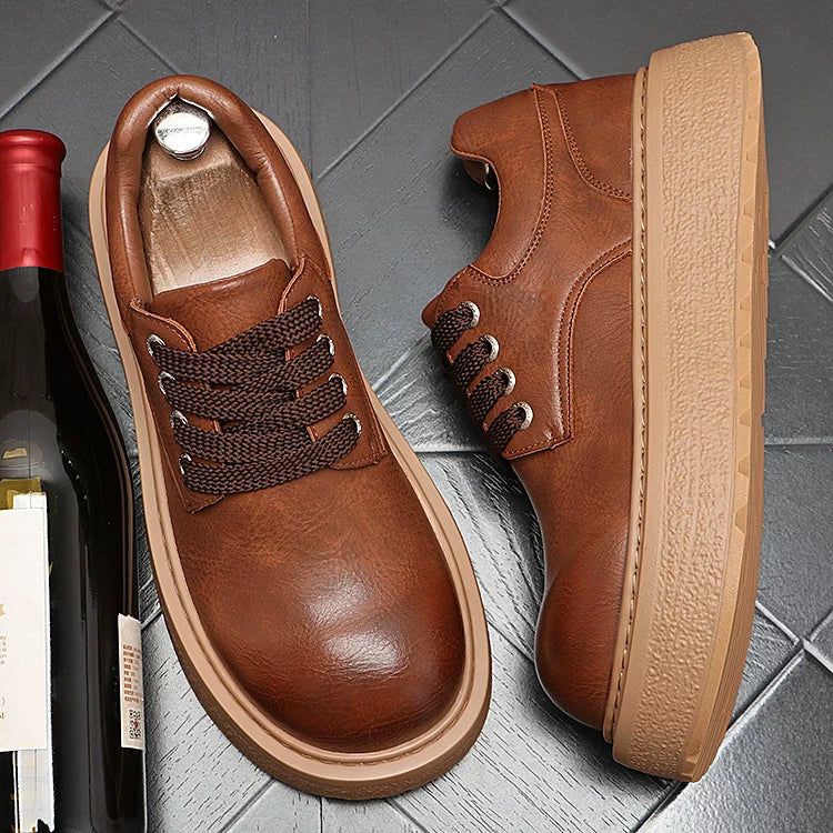 Men's 2026 New Height-Increasing Platform Low-Top Wide-Toe Ankle Boots