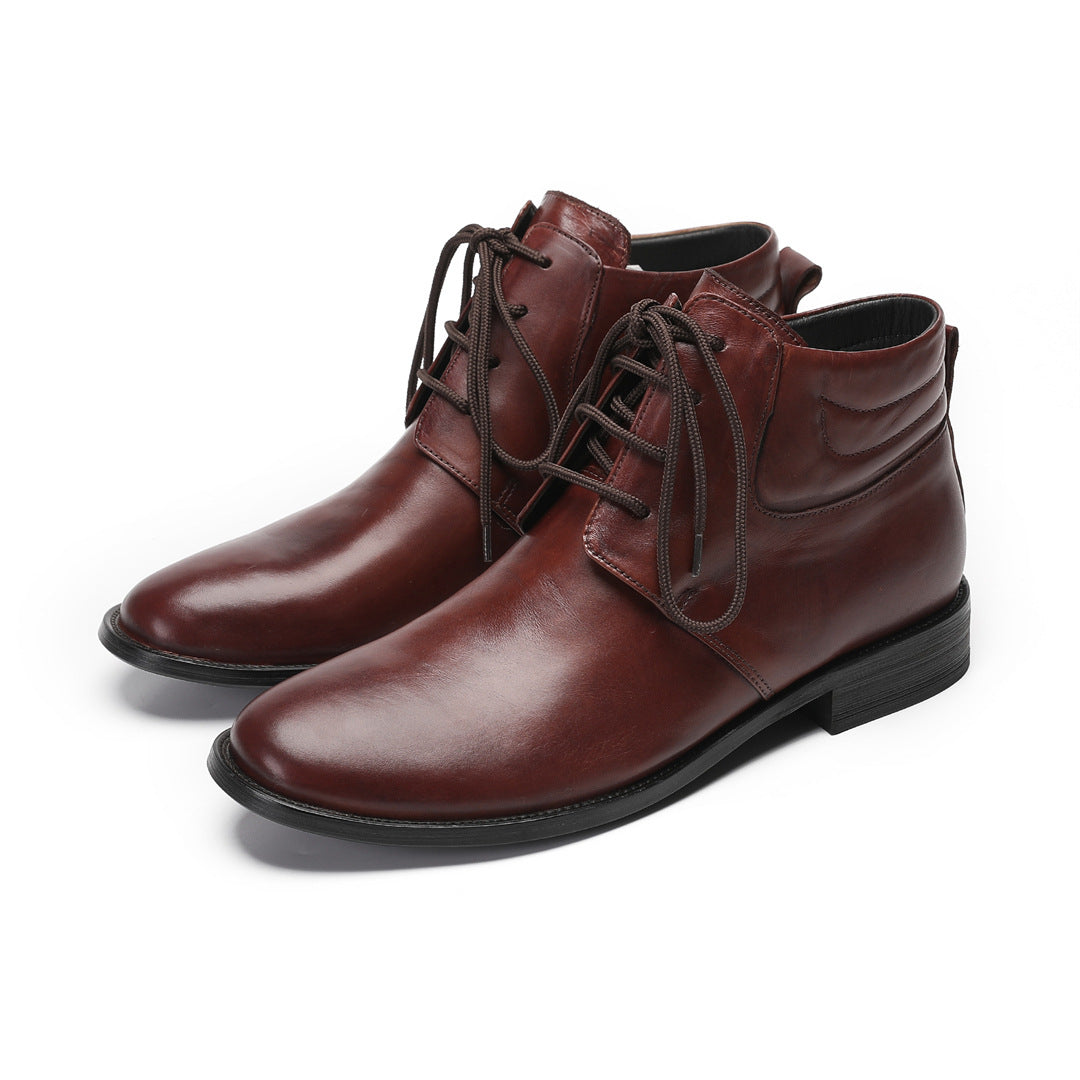 Chelsea Boots Men's Leather British High Top Business Leather Shoes Brock Carved Casual Short Boots Men's Martin Boots