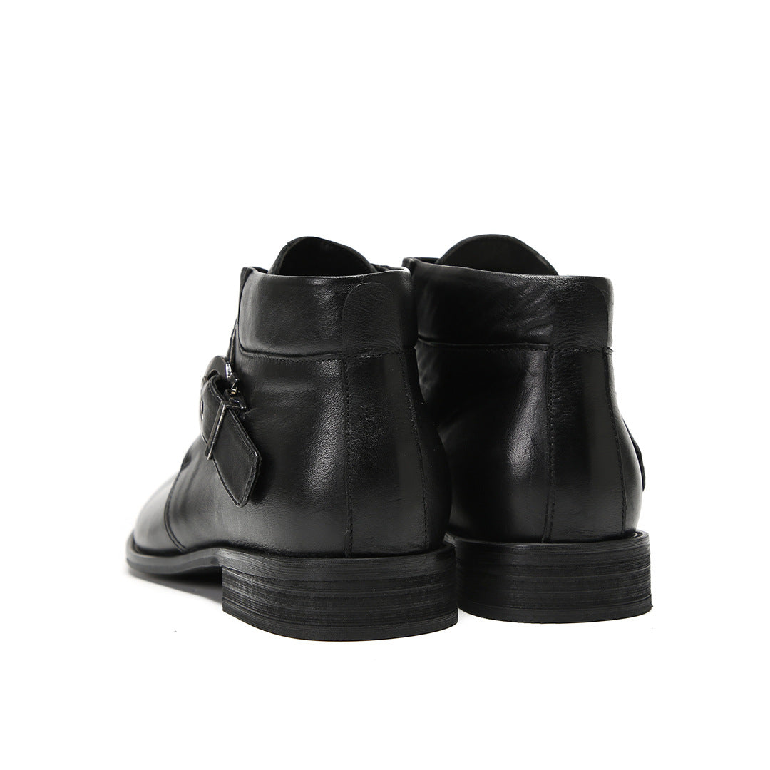 Cowhide foreign trade genuine leather men's autumn mid-top leather boots Brock carved Martin boots Chelsea boots Martin boots short boots