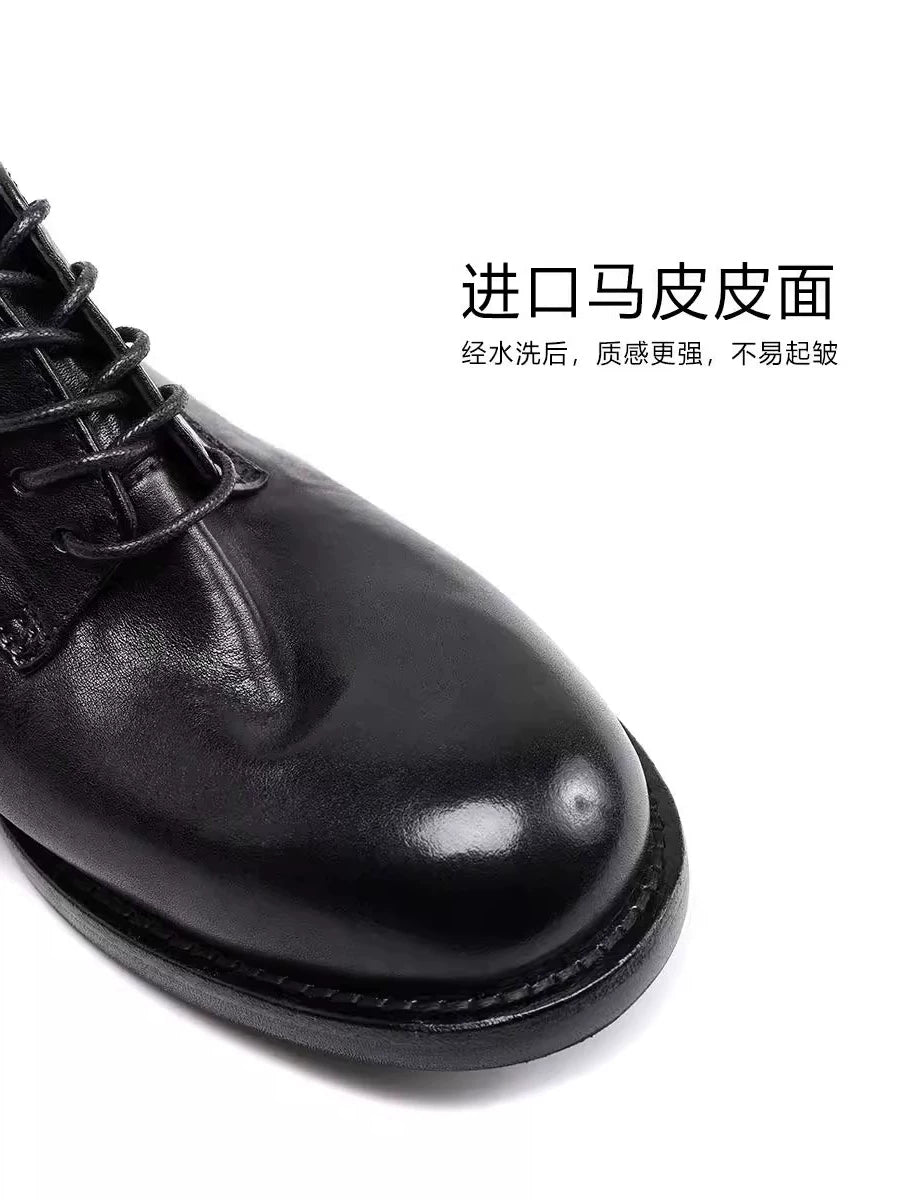 Men's Genuine Leather Derby Shoes, Handmade, Round Toe