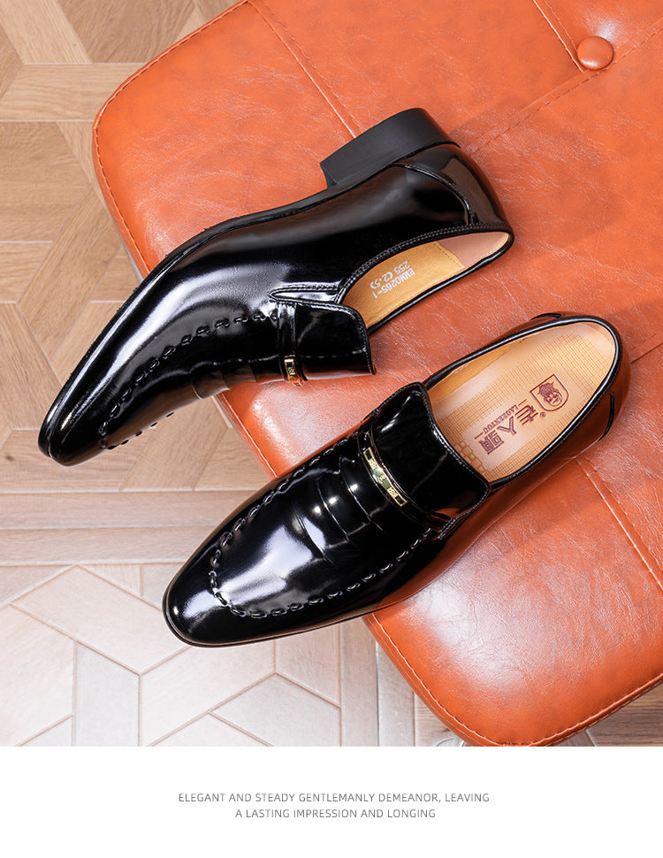 Old man's head cowhide men's shoes men's business formal leather shoes patent leather glossy wedding