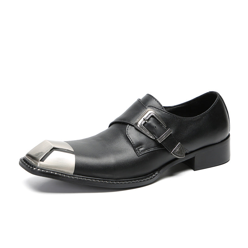 British three-joint leather shoes men's business formal cowhide breathable square-toe suit shoes men's handmade wedding shoes Derby shoes