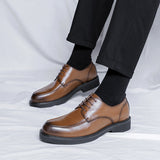 Wide leather dress shoes for men - business formal, youthful british casual style - men's work, suit