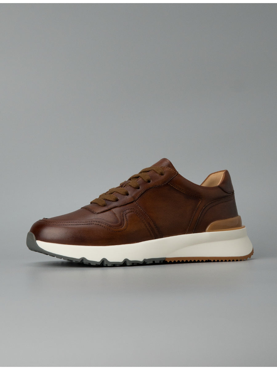 Fashion no. 2 guangzhou thick soleretroclassy handmade shoes genuine leather first layer cowhide argan shoes sports men's trendy shoes